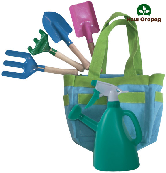 Garden tools should be bright and not heavy so that the child grows his own crops with interest and ease.