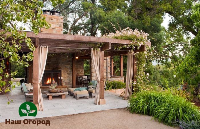 Equipped pergola at the summer cottage