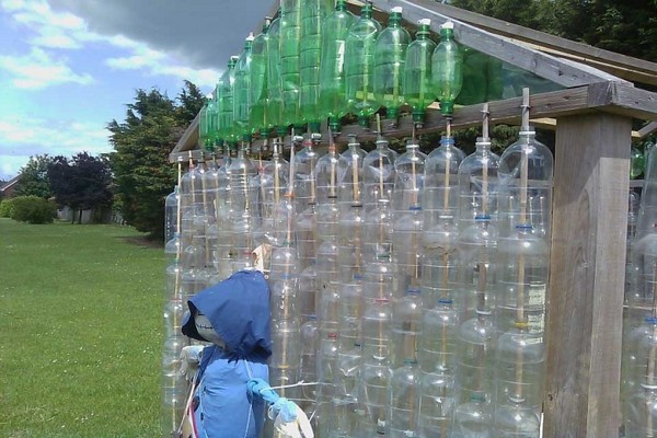 skleník + z plastových fliaš + urob si sám